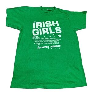 Med Vintage Green White Irish Girls Are Single Stitch T‎ Shirt St Patrick’s Day